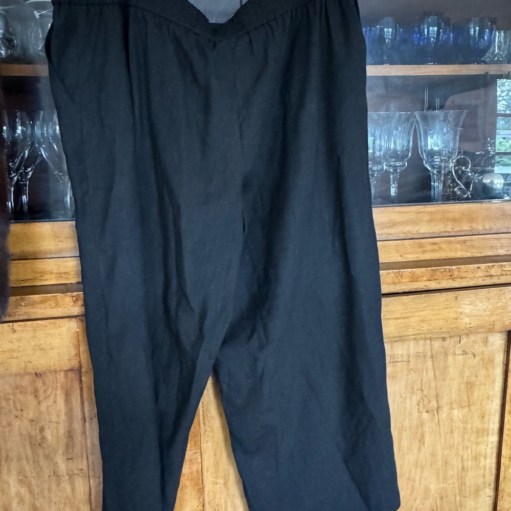 Akris Punto Black Wide Leg Linen Blend Pants Sz 16 NWT $495 - Picture 2 of 5
